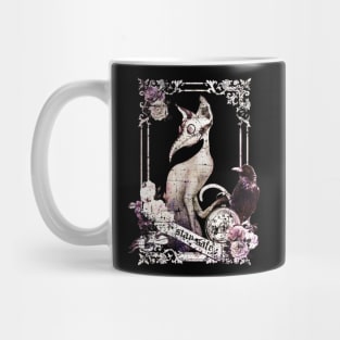 Cat Plague Doctor Say "stay safe" vintage style purple Mug